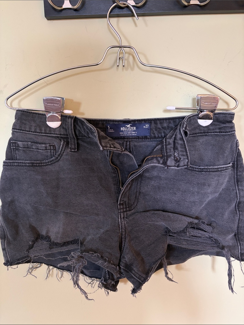Hollister Washed Black Distressed Denim Cutoff Shorts